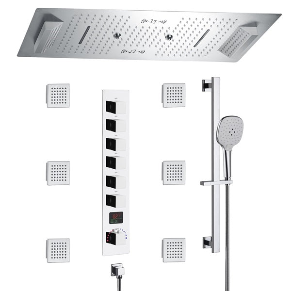 Cascada Genoa 16"x36" Music LED Digital Shower System - Cascada Showers