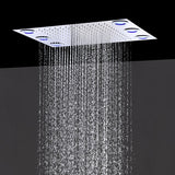 Cascada Luxury 14 x 20 Inch Square LED Shower System with 2-Way thermostatic mixer, 2-Mode Functions (Rainfall & Hand Shower) & Remote-Control LED Lights