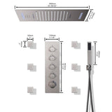 Cascada Luxury 15” x 23” LED Music shower system with built-in Bluetooth Speakers, 4 function (Rainfall, Waterfall, Body jet & Handshower) & Remote Control 64 Color Lights cascada system LED bluetooth shower head speaker hot cold music rain rainfall musical lights showerhead body spray jets waterfall misty ceiling mounted handheld high pressure multicolor holder matte black chrome oil rubbed bronze mixer remote control