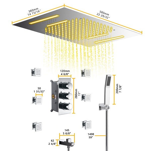 Luxury Music LED Shower System with Bluetooth Speakers - Cascada Showers