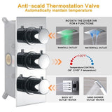 Cascada Luxury 15”x23” Music LED shower system with built-in Bluetooth Speakers, 4 function (Rainfall, Waterfall, Body Jet & Hand shower) & Remote Control 64 Color Lights cascada system LED bluetooth shower head speaker hot cold music rain rainfall musical lights showerhead body spray jets waterfall misty ceiling mounted handheld high pressure multicolor holder matte black chrome oil rubbed bronze mixer remote control