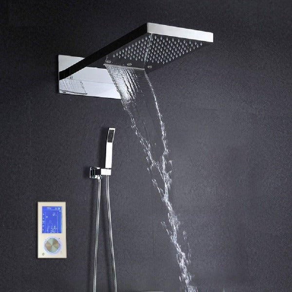 Cascada Luxury 22” Rectangle LED Shower System (wall mounted) with thermostatic LCD Touch Screen - Cascada Showers