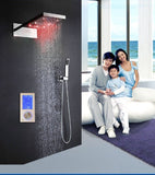 Cascada Luxury 22” Rectangle LED Shower System (wall mounted) with thermostatic LCD Touch Screen - Cascada Showers