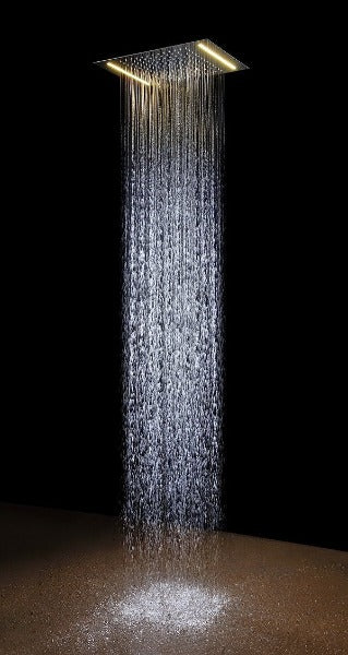 shower head with handheld rain LED rainfall 3 knob handle showers heads high pressure hand held system holder waterfall spray black matte gold chrome oil rubbed bronze 3 way mixer ceiling mount Recessed rectangle 6 Massage Jets Spray Body Showers Set