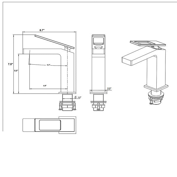 Cascada Modern Design Single Handle Bathroom Sink Faucet - Cascada Showers