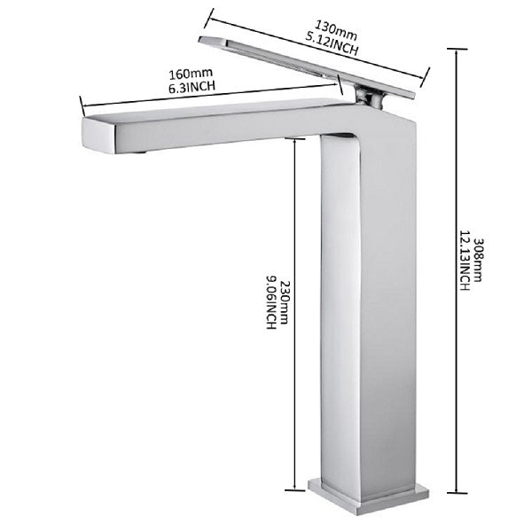 Cascada Modern Vessel Design Single Handle Bathroom Faucet - Cascada Showers