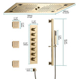 Cascada Pisa 16"x28" Brushed Gold Bluetooth LED Shower System - Cascada Showers
