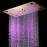 Cascada Pisa 16"x28" Brushed Gold Bluetooth LED Shower System - Cascada Showers