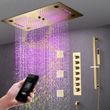 Cascada Pisa 16"x28" Brushed Gold Bluetooth LED Shower System - Cascada Showers