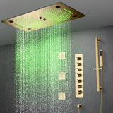 Cascada Pisa 16"x28" Brushed Gold Bluetooth LED Shower System - Cascada Showers