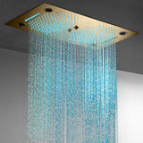 Cascada Pisa 16"x28" Brushed Gold Bluetooth LED Shower System - Cascada Showers