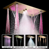 Cascada Pisa 16"x28" Brushed Gold Bluetooth LED Shower System - Cascada Showers