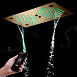 Cascada Pisa 16"x28" Brushed Gold Bluetooth LED Showerhead - Cascada Showers