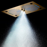 Cascada Pisa 16"x28" Brushed Gold Bluetooth LED Showerhead - Cascada Showers