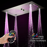 Cascada Pisa 16"x28" Brushed Nickel Bluetooth LED Shower System - Cascada Showers