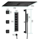 Cascada Pisa 16"x28" Matte Black Bluetooth LED Shower System - Cascada Showers