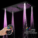 Cascada Pisa 16"x28" Matte Black Bluetooth LED Shower System - Cascada Showers