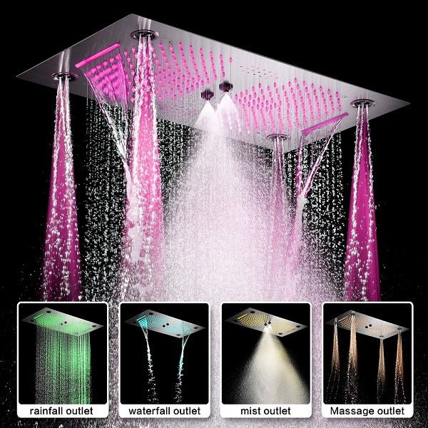 Cascada Pisa 16"x28" Music LED Shower Head - Cascada Showers