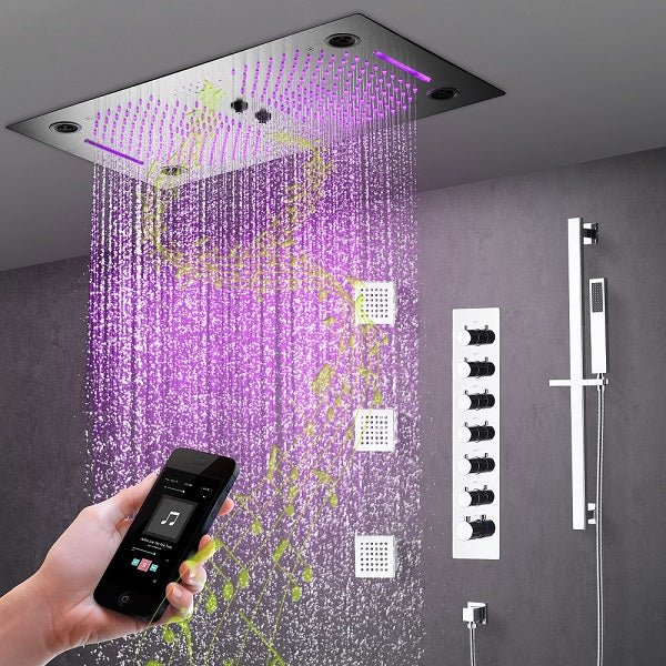 Pisa 16x28 Music LED Shower System in Stainless Steel