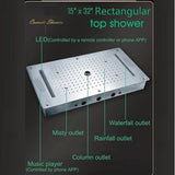 Cascada Ravenna: 15”x32” Bluetooth Shower System with LED Lights, 6 Functions - Cascada Showers