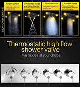 Cascada Recessed Ceiling 24"x24" Remote LED Rain Shower System 5 Functions