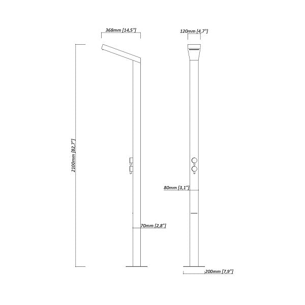 Cascada Showers Outdoor Shower Panel: Brushed Stainless Steel Finish f