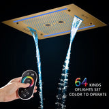 Cascada Venice 23"x31" Brushed Gold Bluetooth LED Showerhead - Cascada Showers