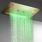 Cascada Venice 23"x31" Brushed Gold Bluetooth LED Showerhead - Cascada Showers
