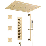 Cascada Venice 23"x31" Brushed Gold Music LED Shower System - Cascada Showers