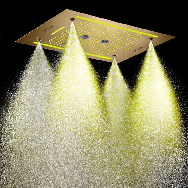 Cascada Venice 23"x31" Brushed Gold Music LED Shower System - Cascada Showers