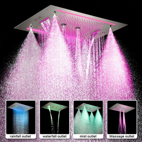 Cascada Venice 23"x31" Brushed Nickel Bluetooth LED Shower System - Cascada Showers