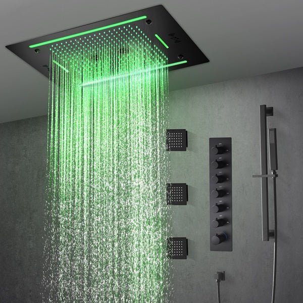 Venice 23x31 Matte Black LED Shower System by Cascada