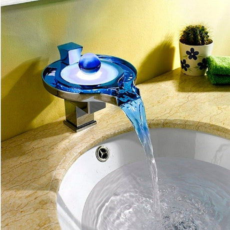 Color Changing LED Waterfall Sink Faucet - Cascada Showers