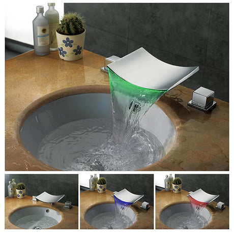 Color Changing LED Waterfall Sink Faucet - Cascada Showers