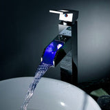Color Changing LED Waterfall Vessel Faucet - Cascada Showers