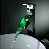 Color Changing LED Waterfall Vessel Faucet - Cascada Showers