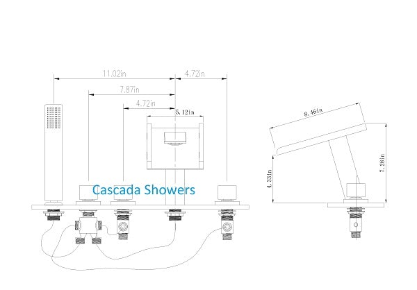 Deck Mounted Water Power LED Bathroom Sink Faucet, Polished Chrome - Cascada Showers