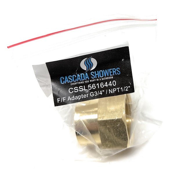 G Thread (Metric BSPP) Female to NPT Female Lead-Free Adapter (3/4" x 1/2") - Cascada Showers