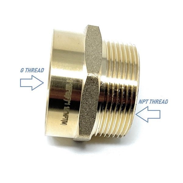 G Thread (Metric BSPP) Female to NPT Male Adapter - Lead-Free (1 1/2" x 1 1/2") - Cascada Showers