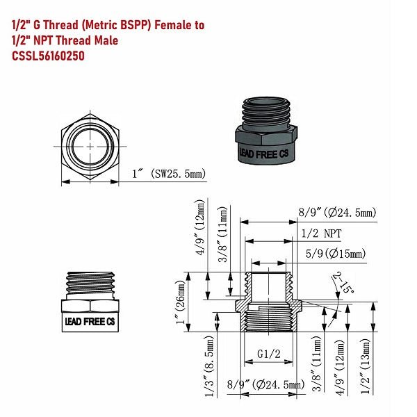 g 1/2 thread, g 1/2 connection, g1/2 connector, 1/2 female to 1/2 male adapter, 1/2 npt fitting, g thread to npt adapter, 1/2 bsp to 1/2 npt