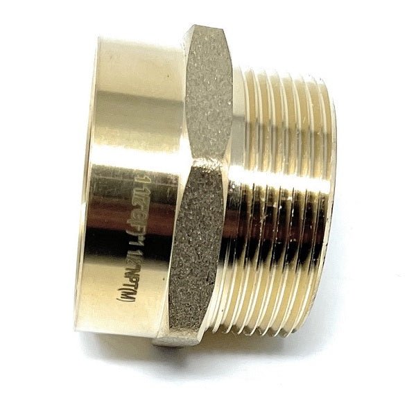 G Thread (Metric BSPP) Female to NPT Thread Male Pipe Fitting Adapter - Lead-Free (1 1/2" x 1 1/2") - Cascada Showers