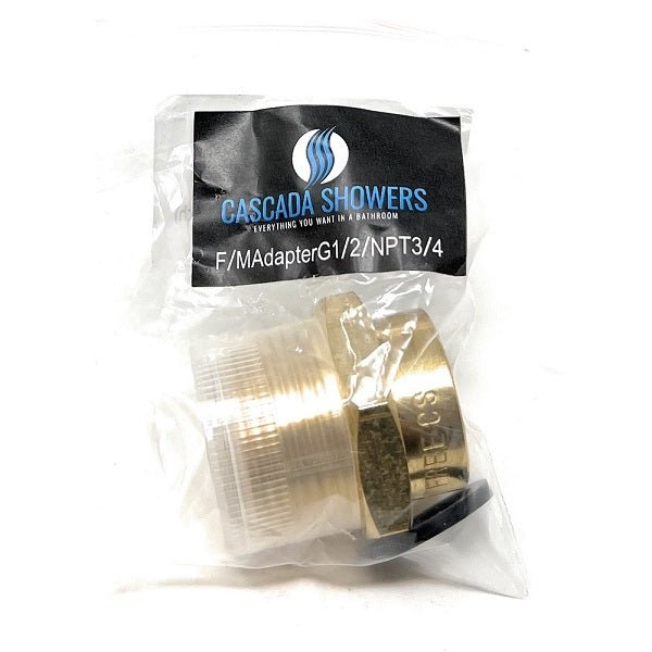 Lead-Free G Thread (Metric BSPP) Female to NPT Male Pipe Fitting Adapter - 1/4" - 3" - Cascada Showers