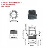 Lead-Free G Thread (Metric BSPP) Male to NPT Female Pipe Fitting Adapter - 1/4" - 3" - Cascada Showers