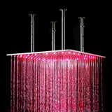 Luxury Square Stainless Steel 20" LED Rain Shower Head - Cascada Showers