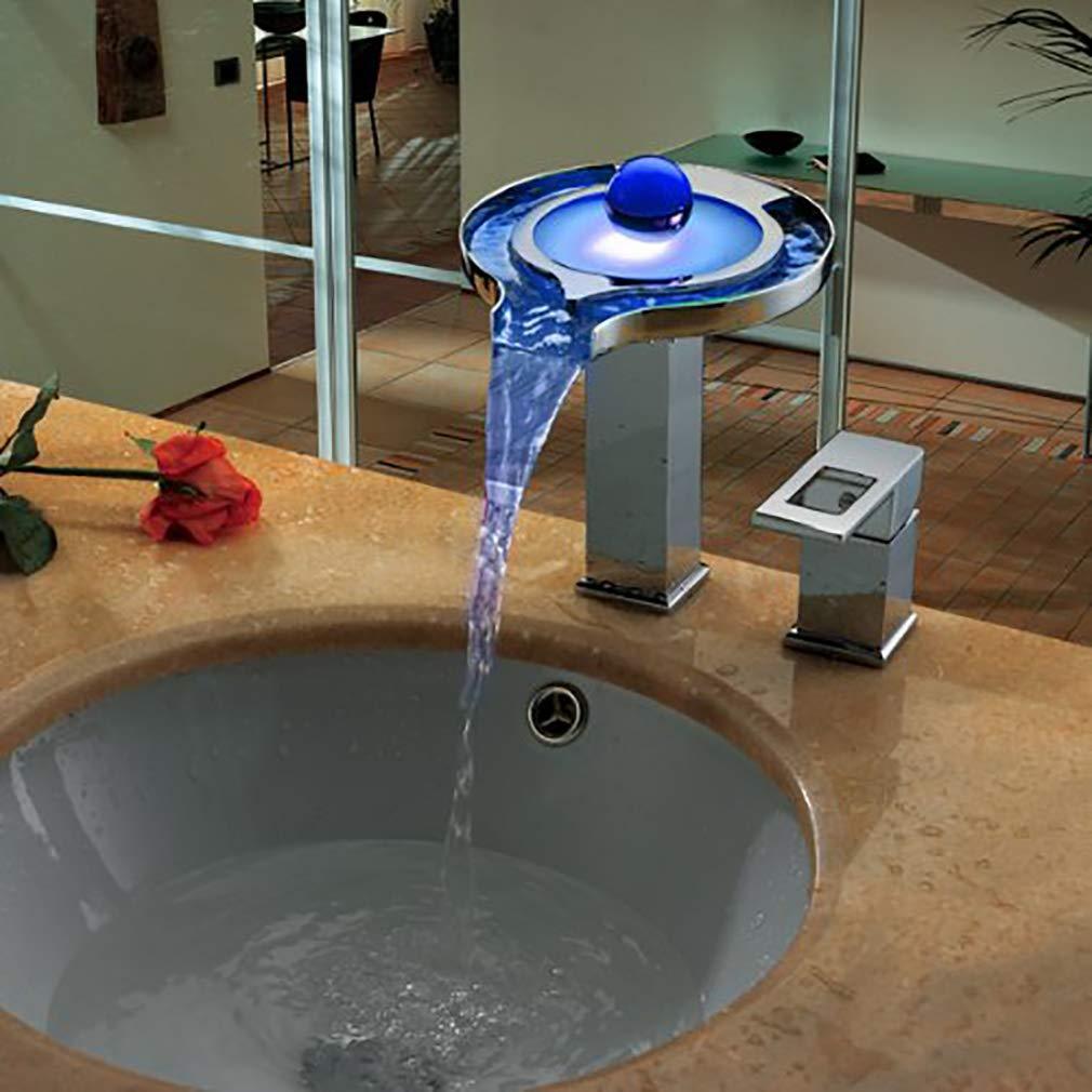 Single Handle Deck Mounted Vanity Sink LED Faucet - Cascada Showers