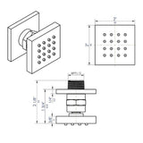 Square Body Spray Jets Shower (16-Nozzle ) - Solid Brass - Cascada Showers